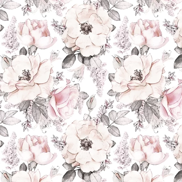 Papier Peint Panoramique Fleurs Rose Clair