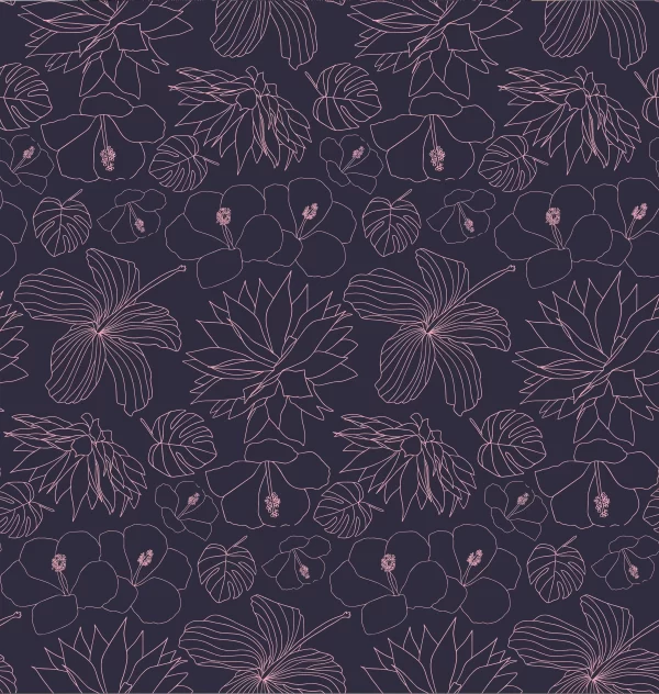 Papier Peint Fleurs Hibiscus Rose 2