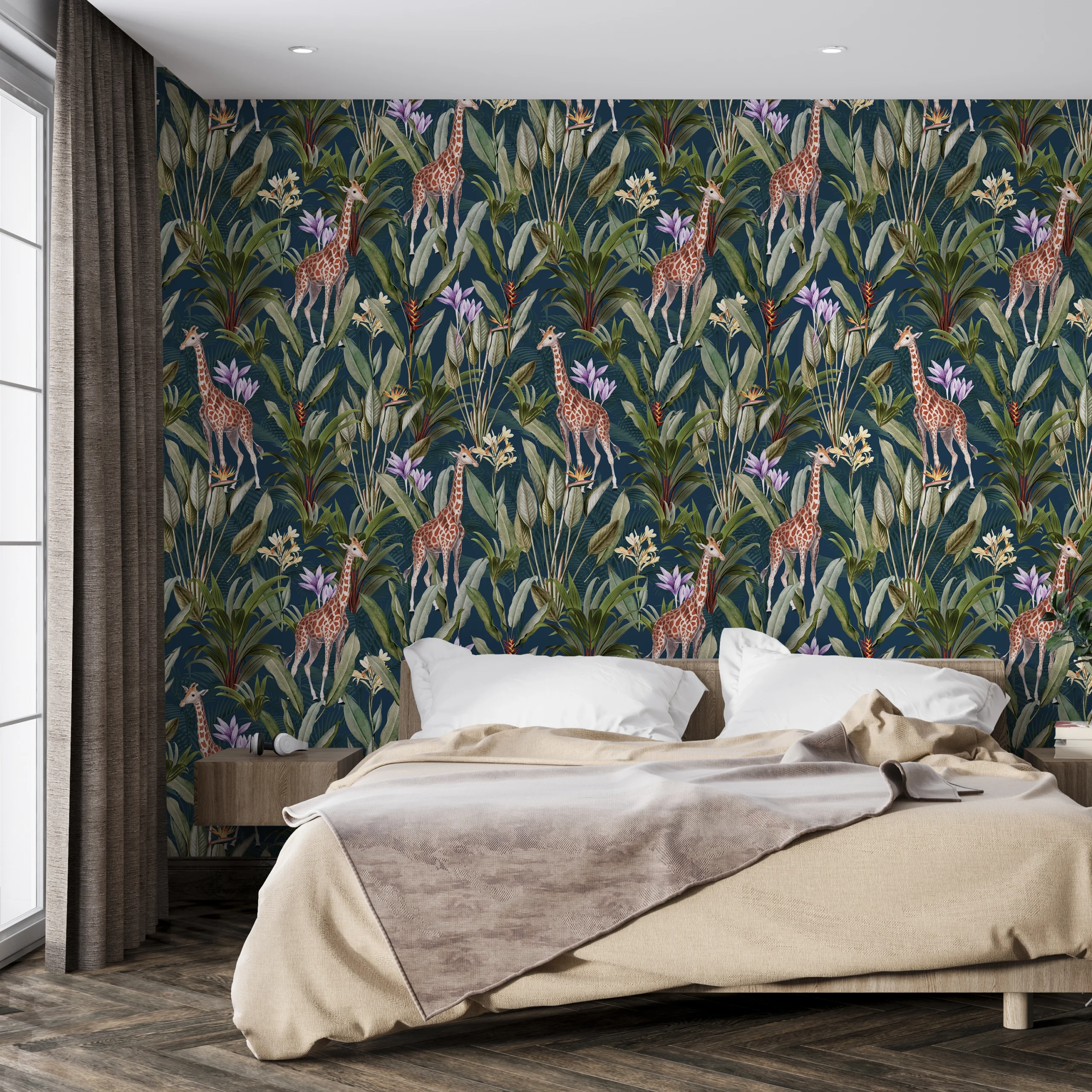 Papier Peint Jungle Girafe