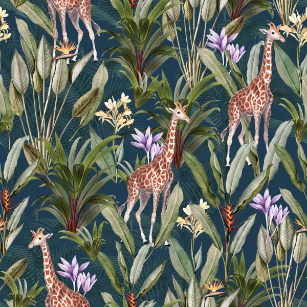 Papier Peint Jungle Girafe