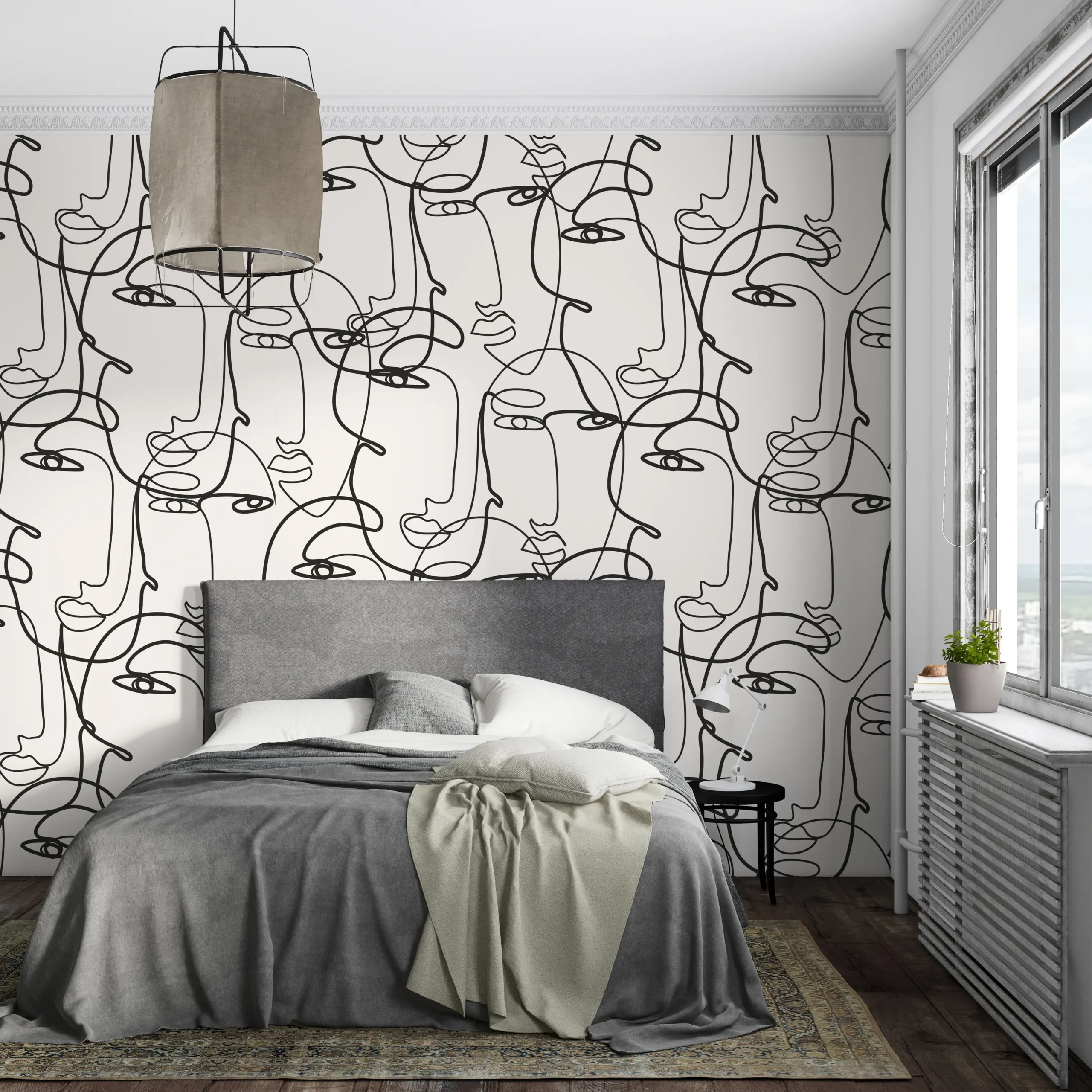 PP00058-WEB Papier Peint Motif Visage