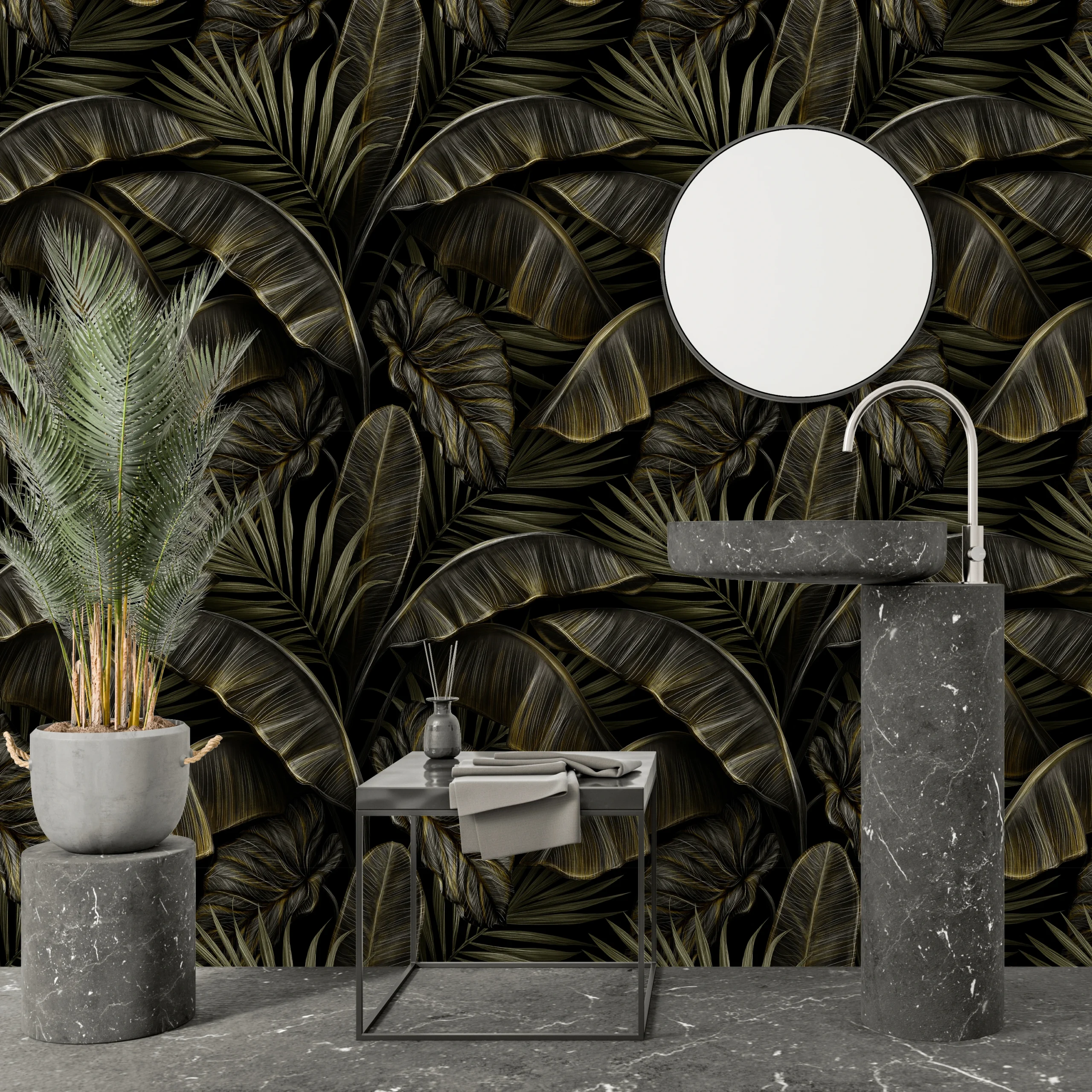 Papier Peint Motif Feuille Palmier