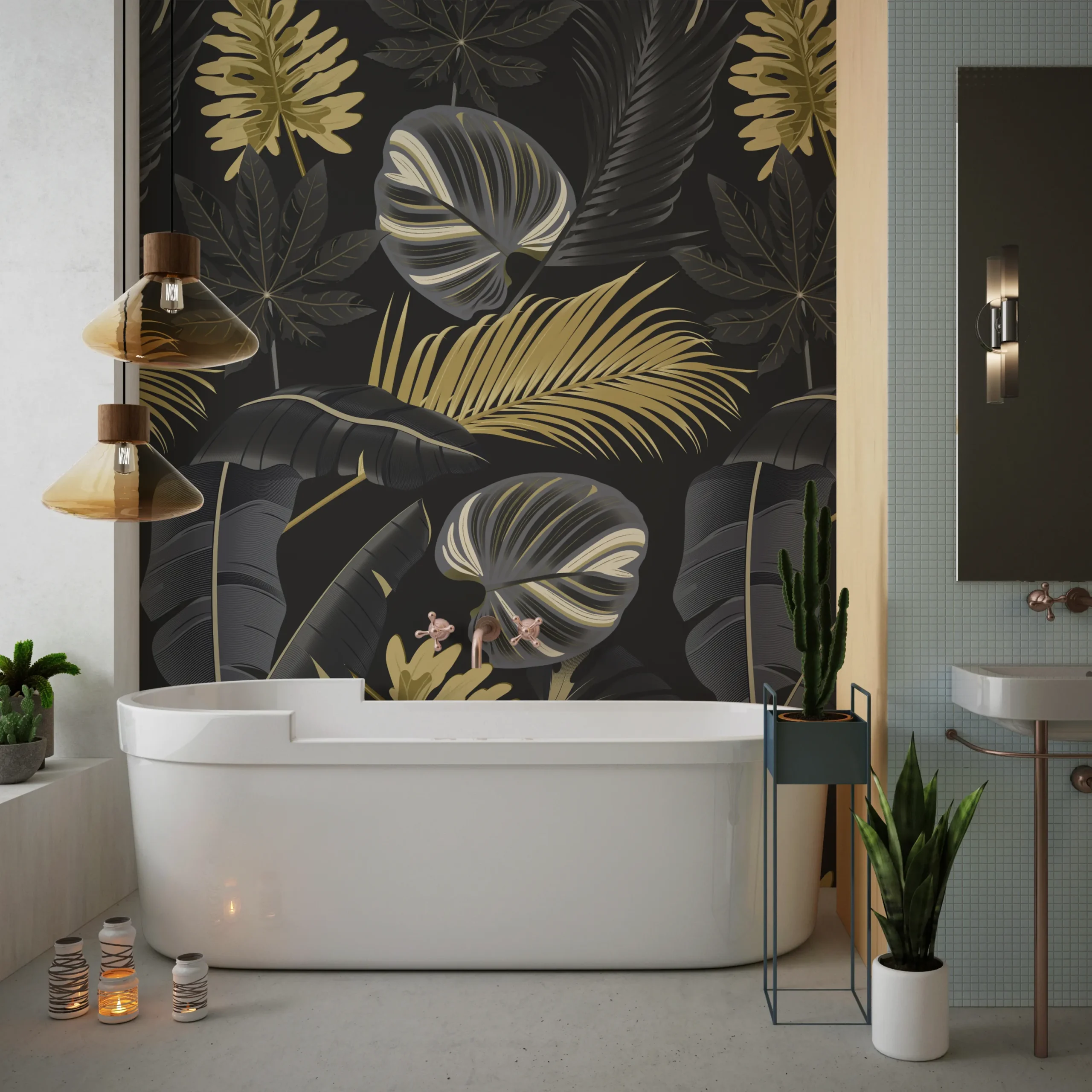 Papier Peint Motif Feuille Palmier 2