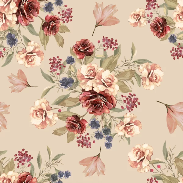 Papier Peint Vintage Floral Beige