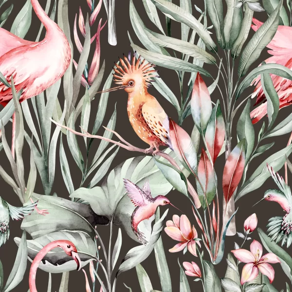 Papier Peint Flamant Rose