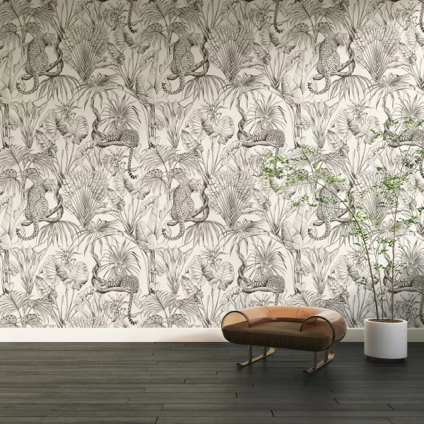 Papier Peint Jungle Noir et Blanc