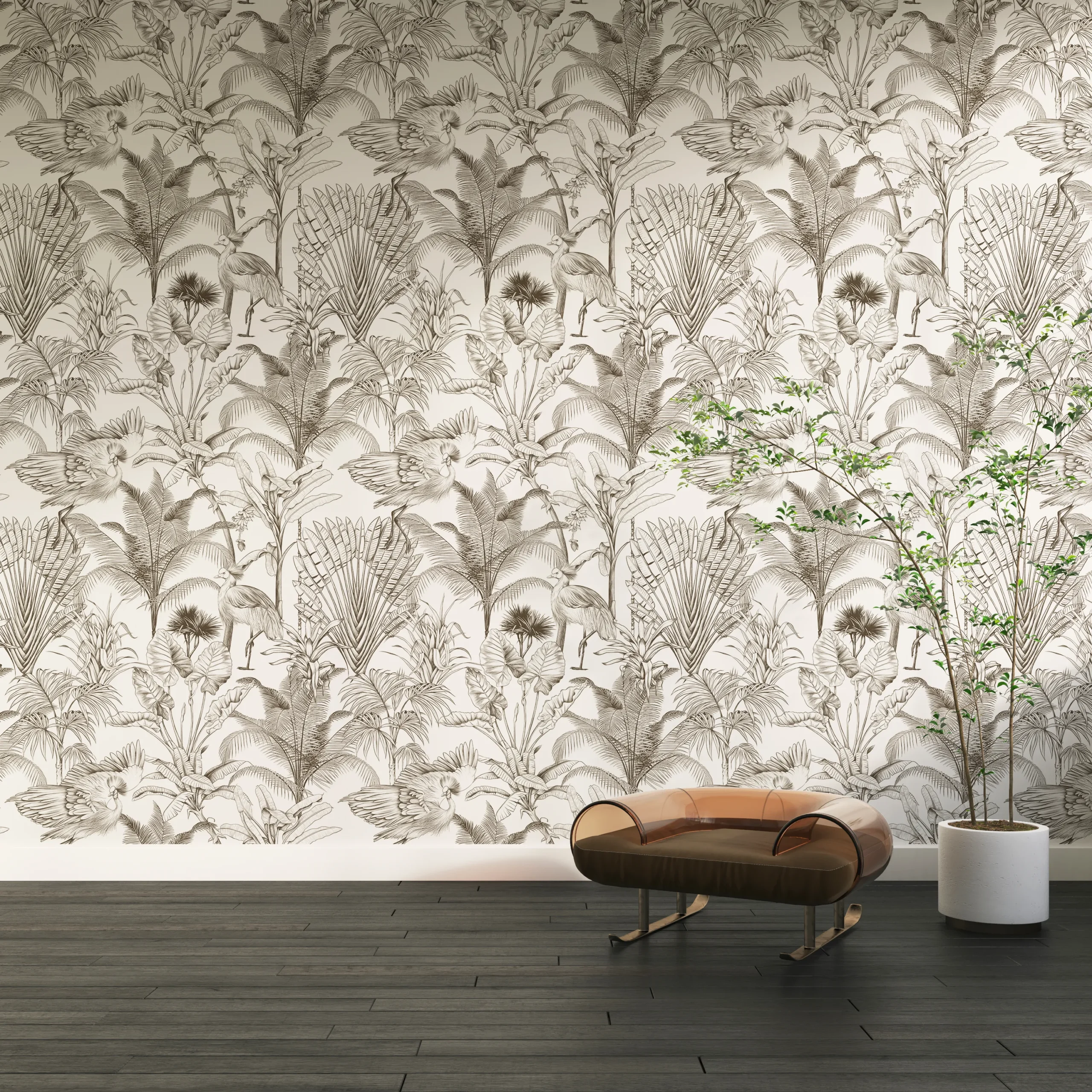 PP00096-WEB Papier Peint Jungle Noir et Blanc 2