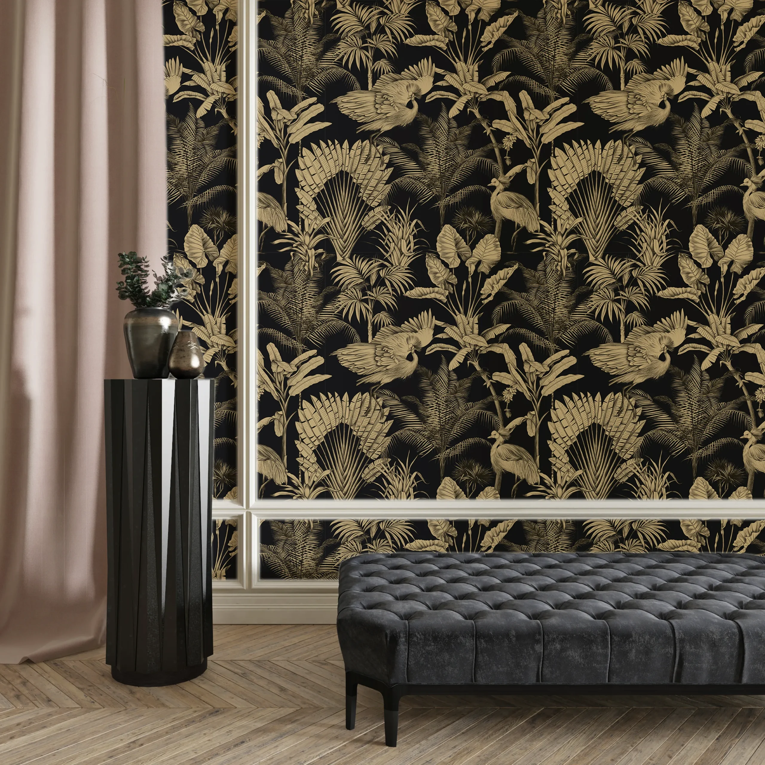 Papier Peint Jungle Doré 2