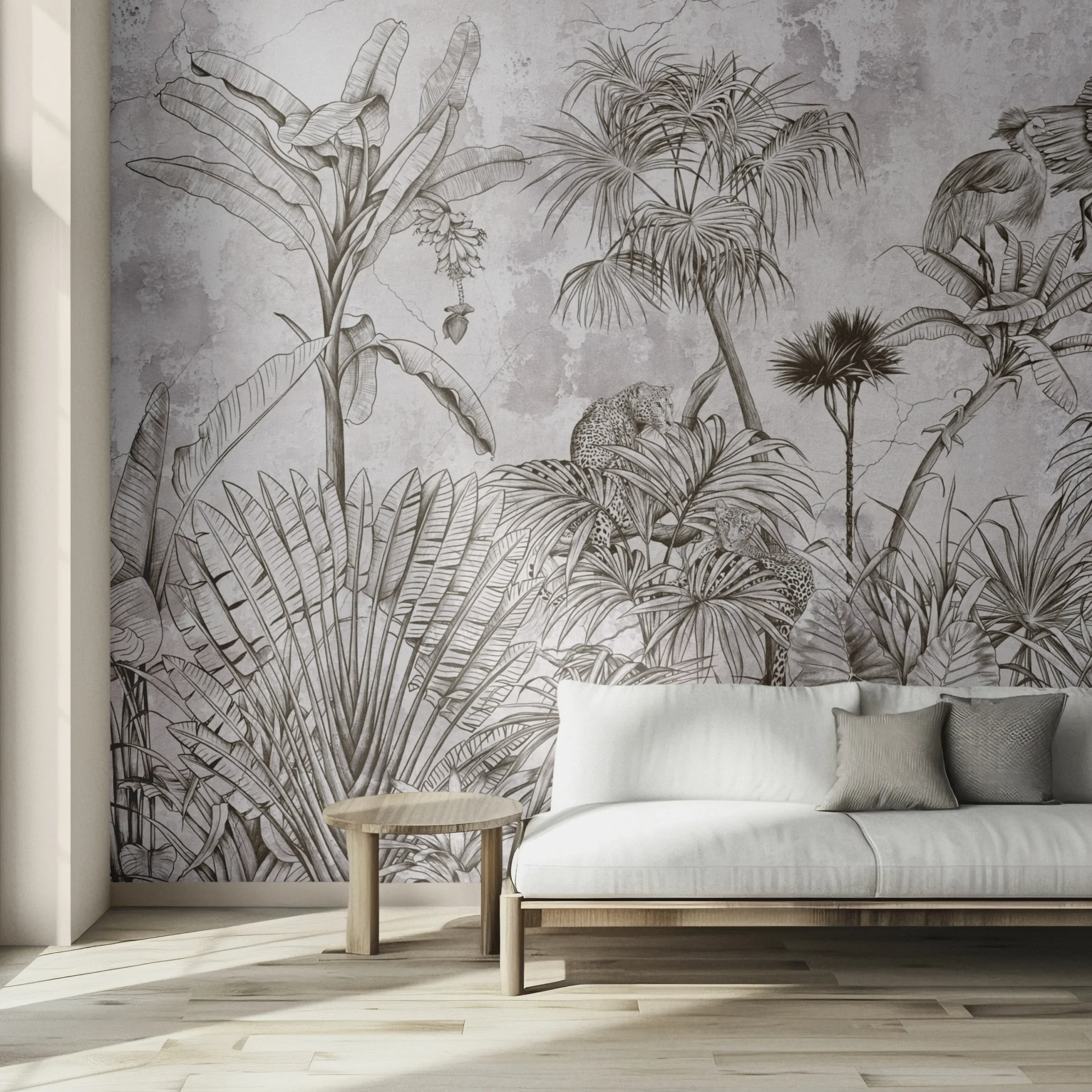 PP00098-WEB Papier Peint Jungle Noir et Blanc 3