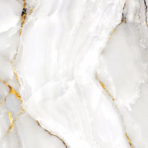 Papier Peint Marbre Blanc et Doré