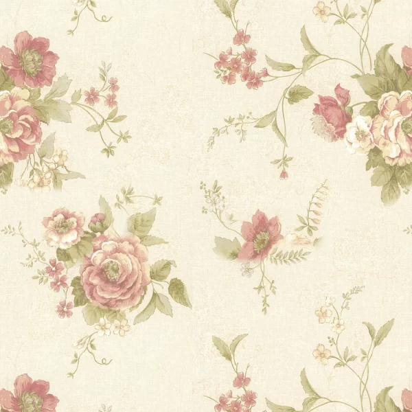 Papier Peint Vintage Floral Beige 2