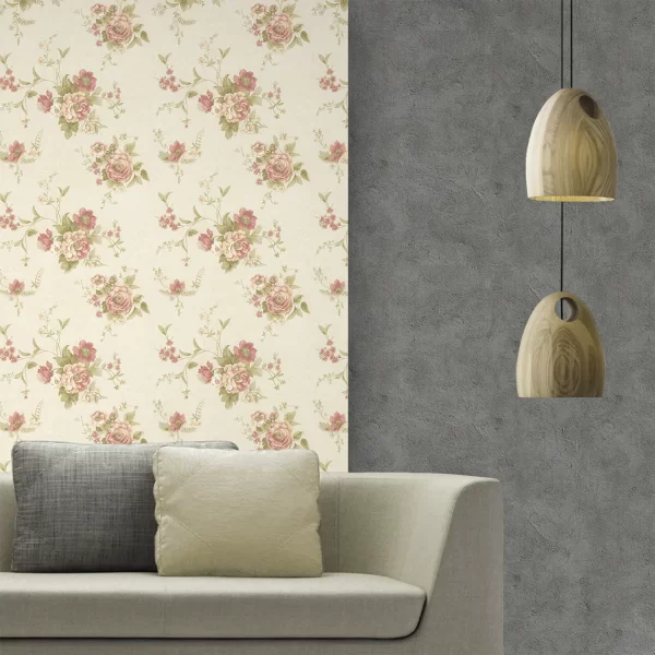 Papier Peint Vintage Floral Beige 2
