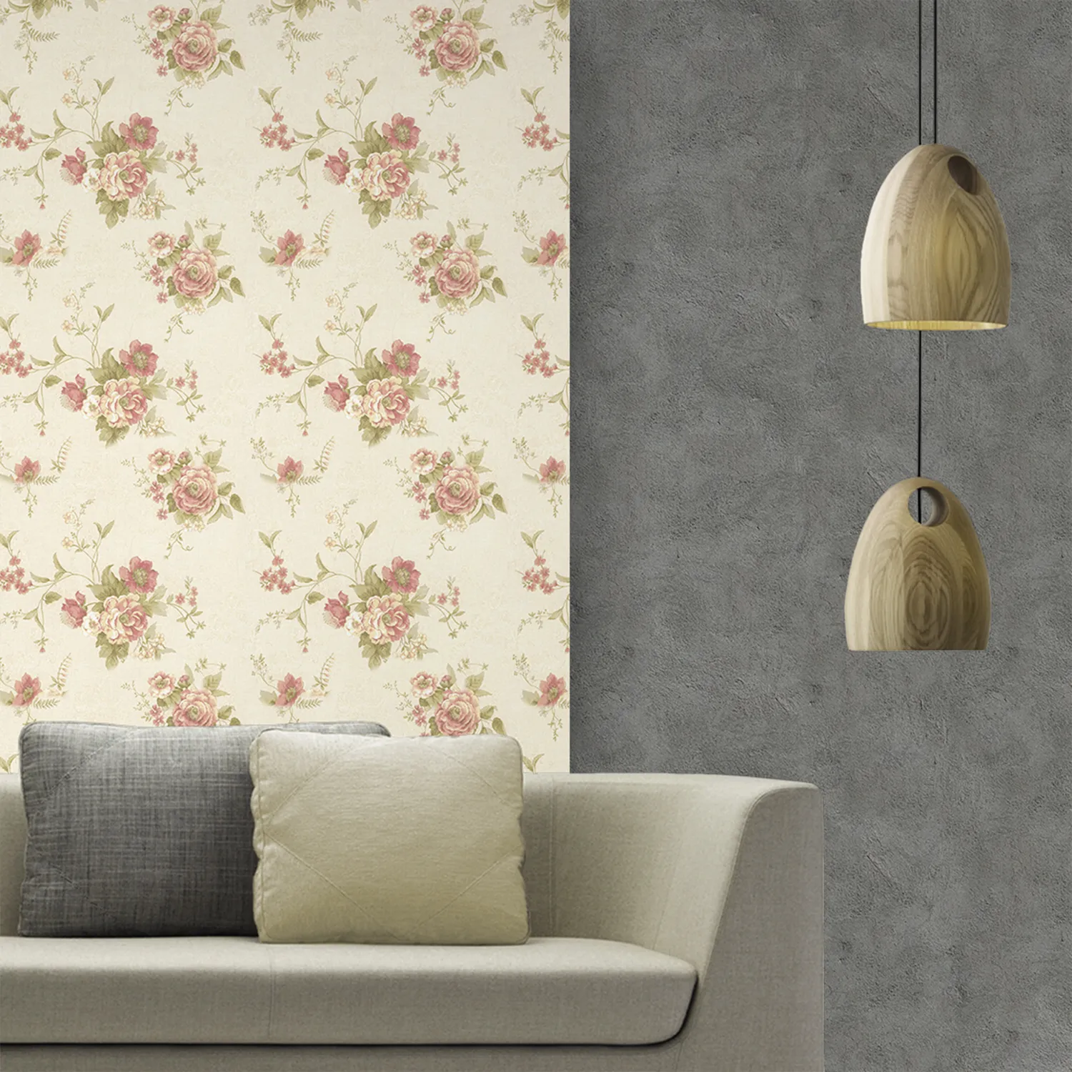 Papier Peint Vintage Floral Beige 2