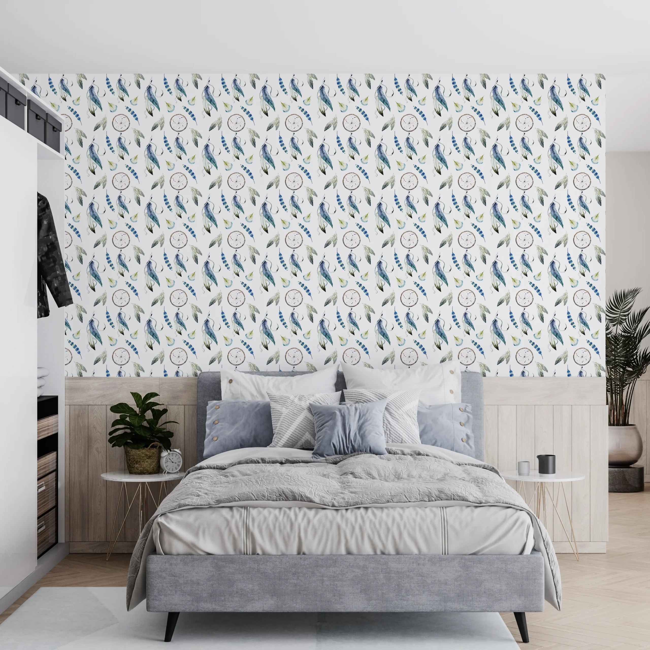 Papier Peint Plumes Motif