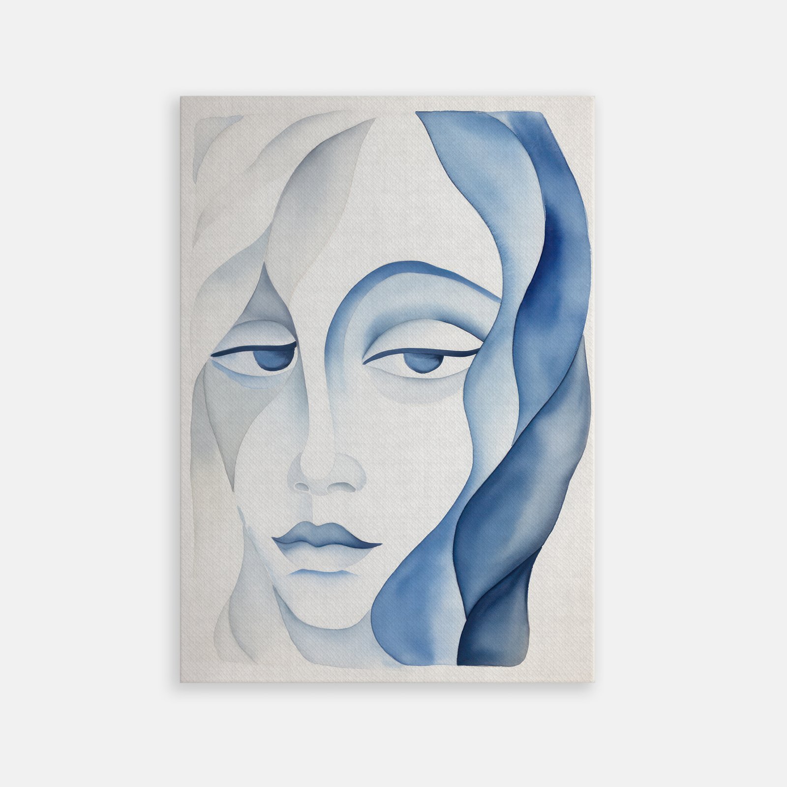 TAB00442-TOILE Visage Poétique en Tons de Bleu