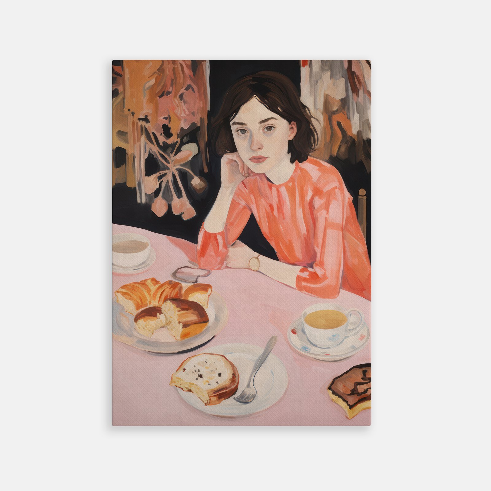 Jeune Femme Pensive au Petit-Déjeuner