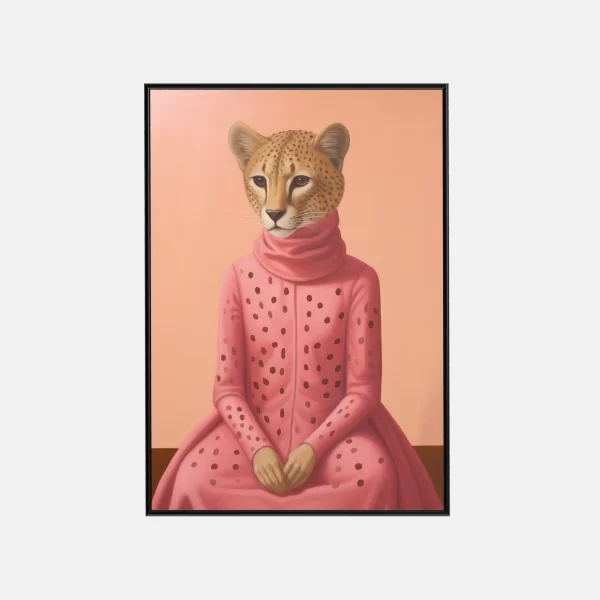 Guépard habillé en rose