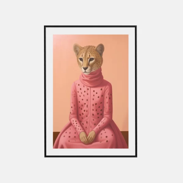 Guépard habillé en rose