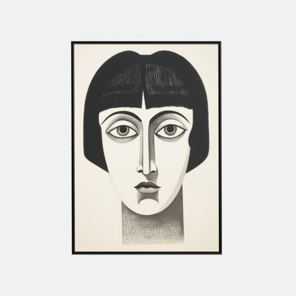 Portrait Graphique Minimaliste en Noir et Blanc