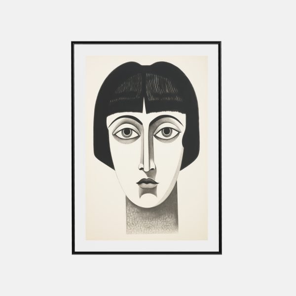Portrait Graphique Minimaliste en Noir et Blanc