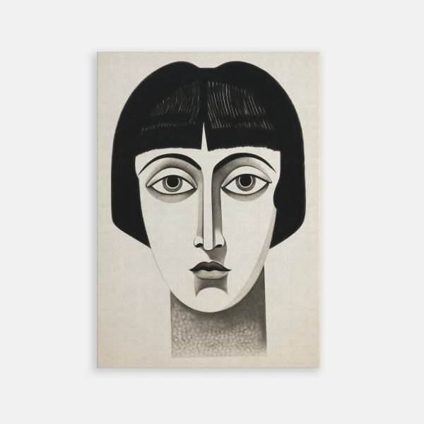 Portrait Graphique Minimaliste en Noir et Blanc