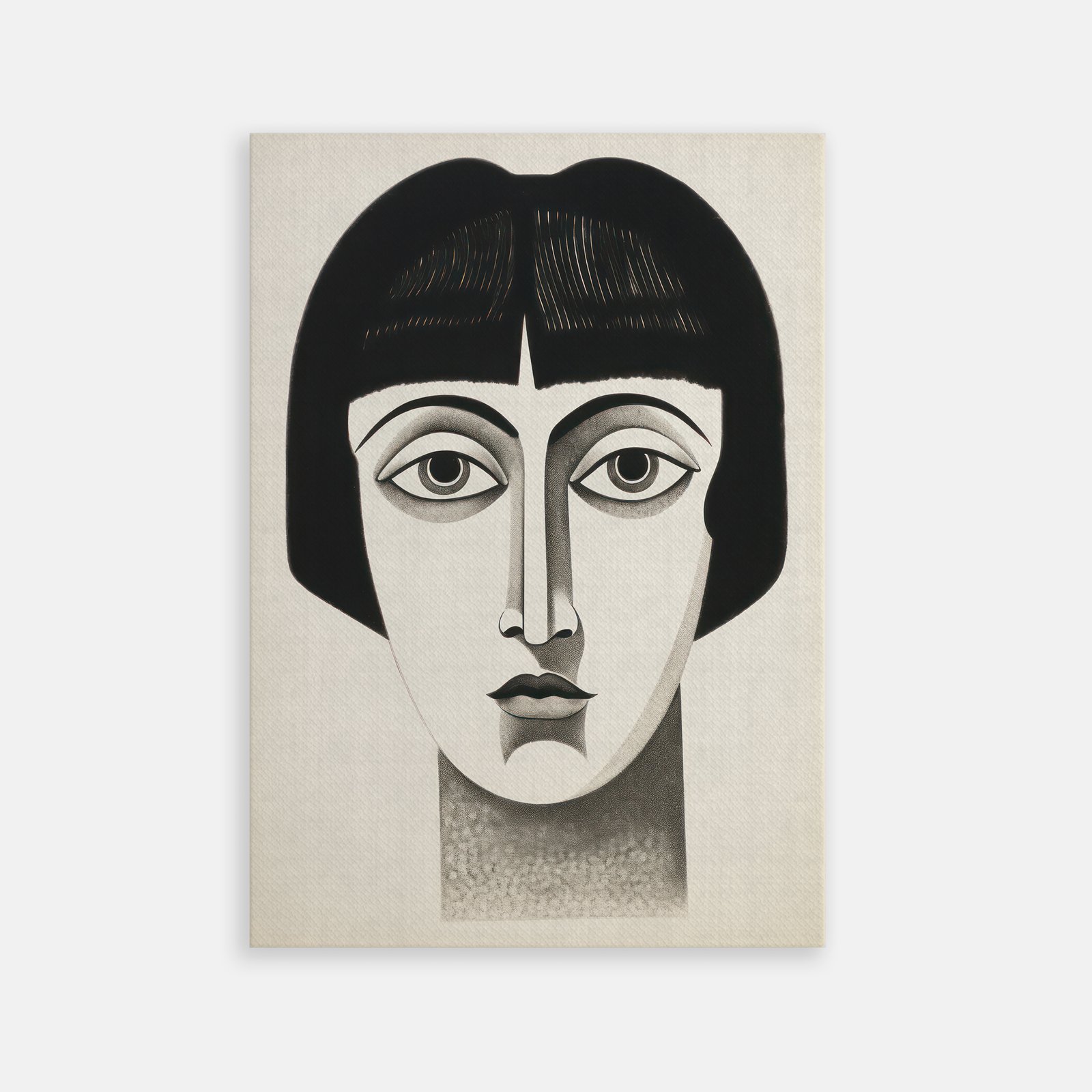 TAB00475-TOILE Portrait Graphique Minimaliste en Noir et Blanc