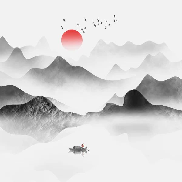 Papier peint Montagnes Brumeuses