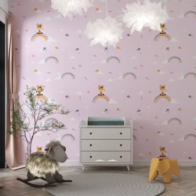 Papier Peint Motif Girafe Rose