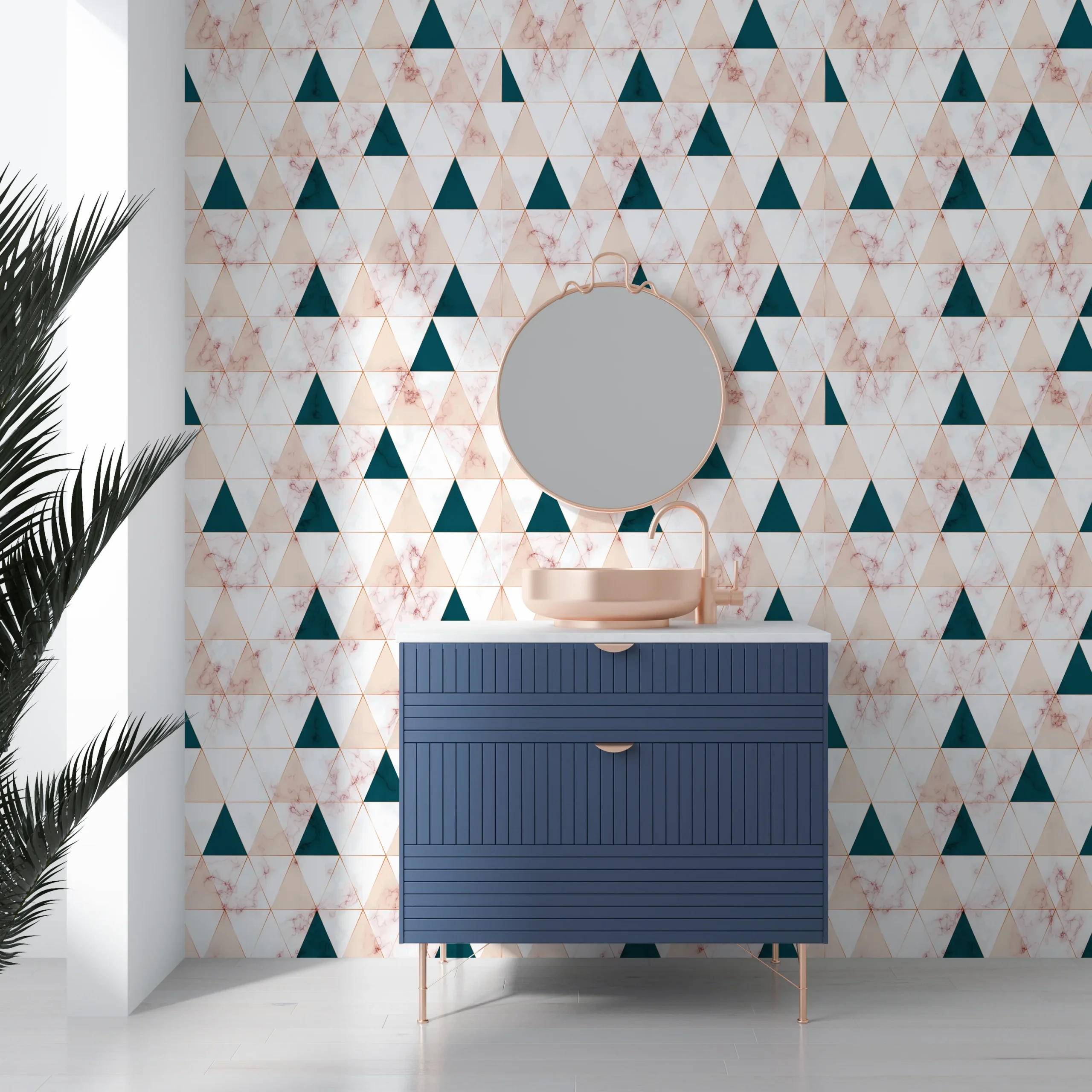 Papier Peint Motif Marbre Géométrique 3