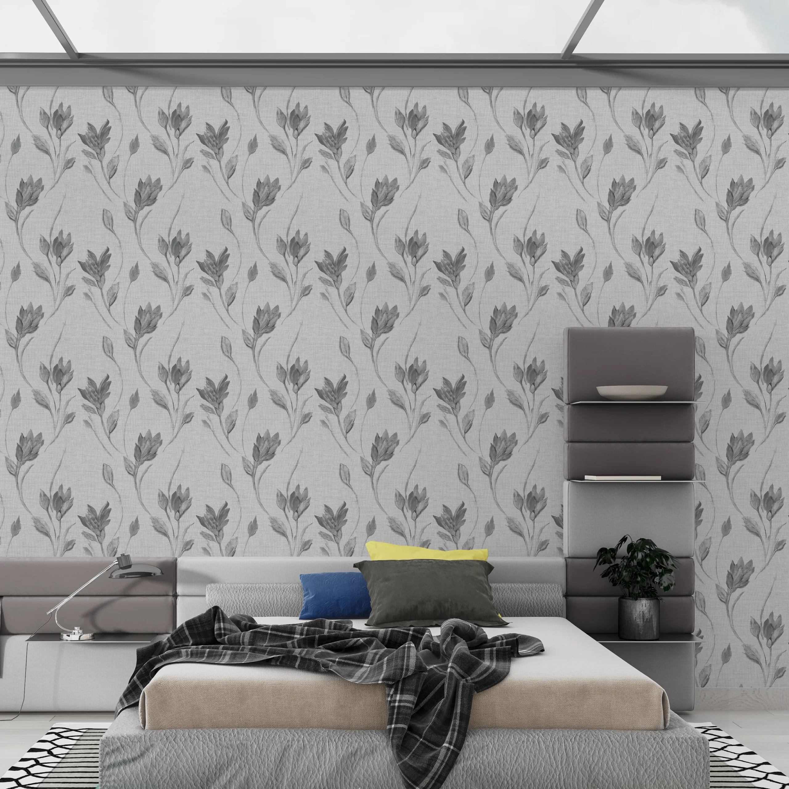 Papier Peint Monochrome Floral