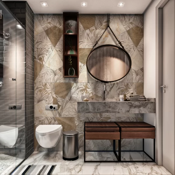 Papier Peint Marbre Feuille Géométrique