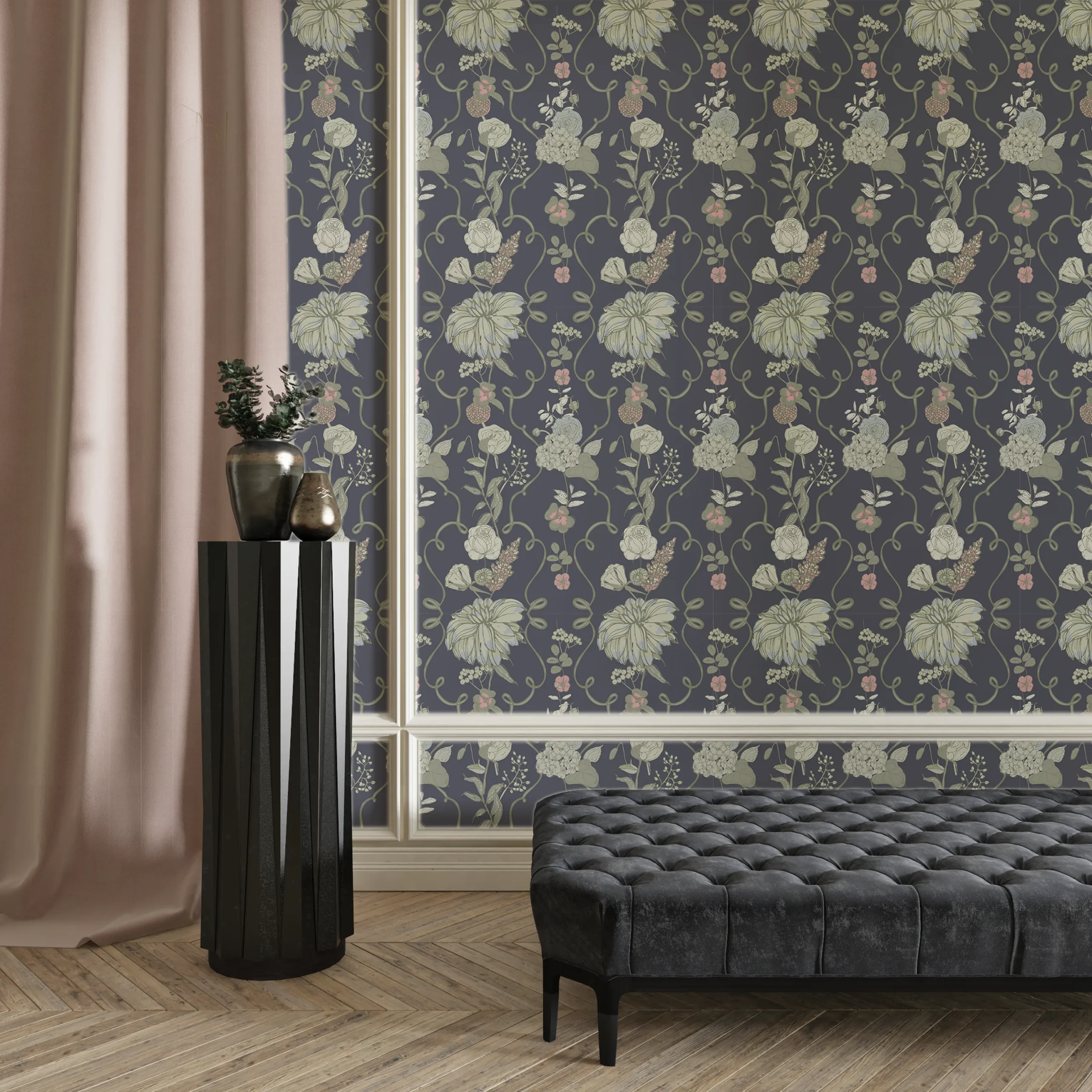 Papier Peint Panoramique Fleurs Vertes