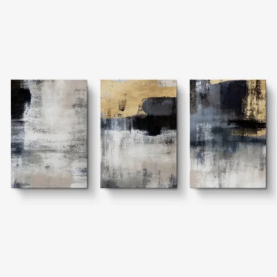 Vintage Abstrait Doré et Gris