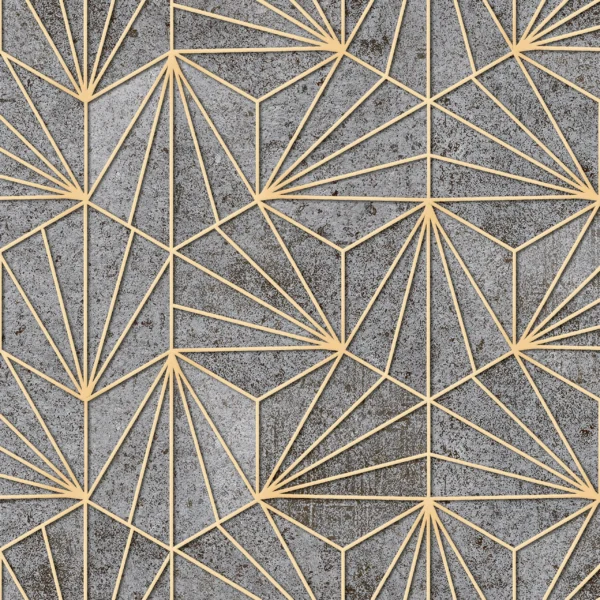 Papier Peint Vintage Géometrique Doré