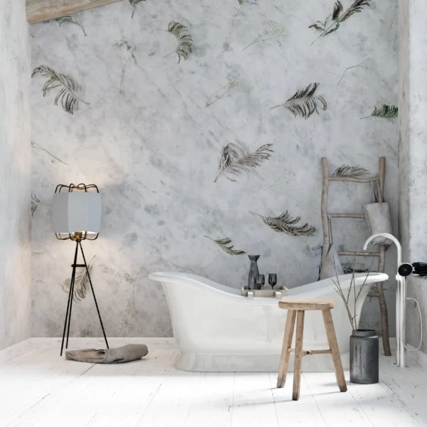 PP00236-WEB Papier Peint Marbre Blanc