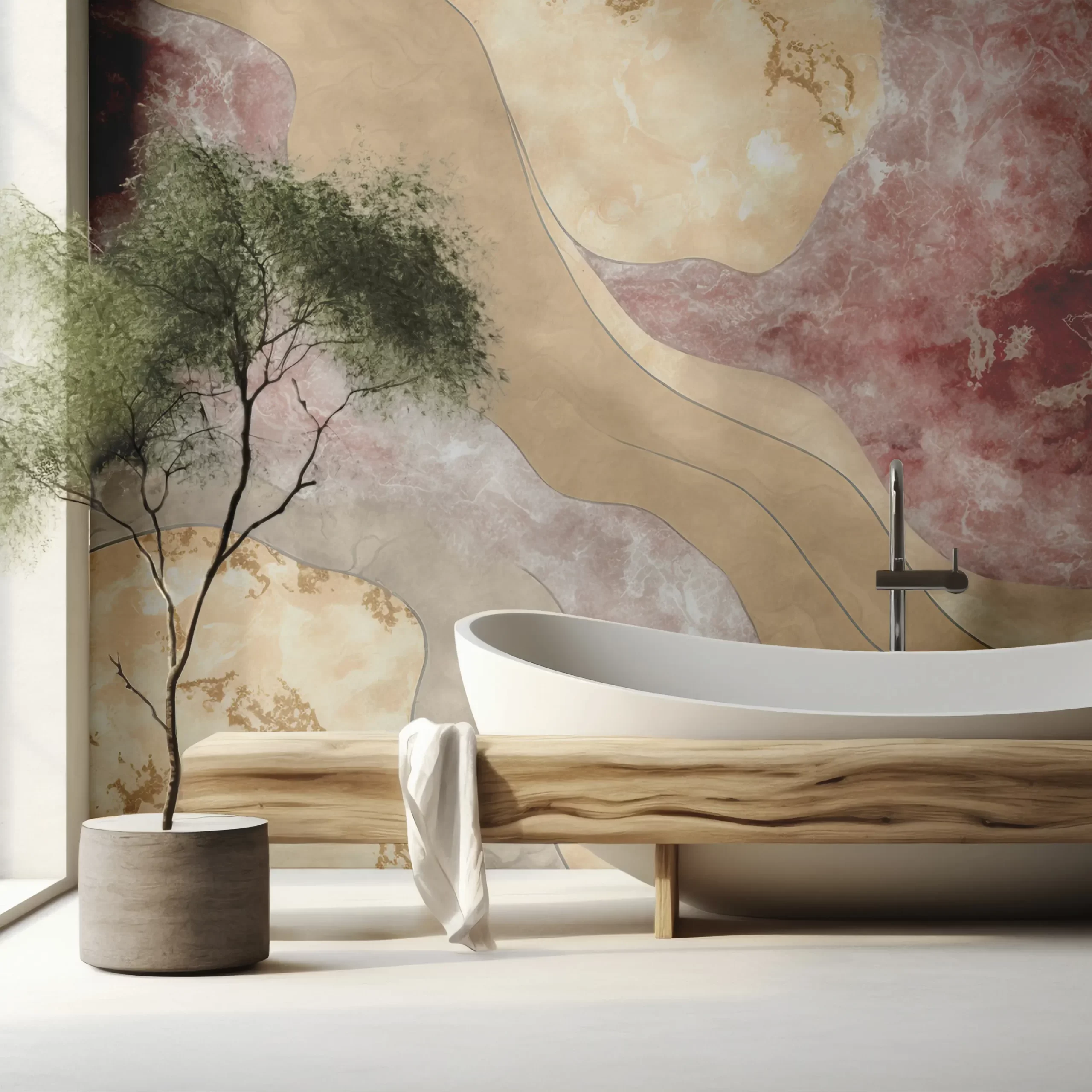 Papier Peint Ligne Ondulée Abstraite